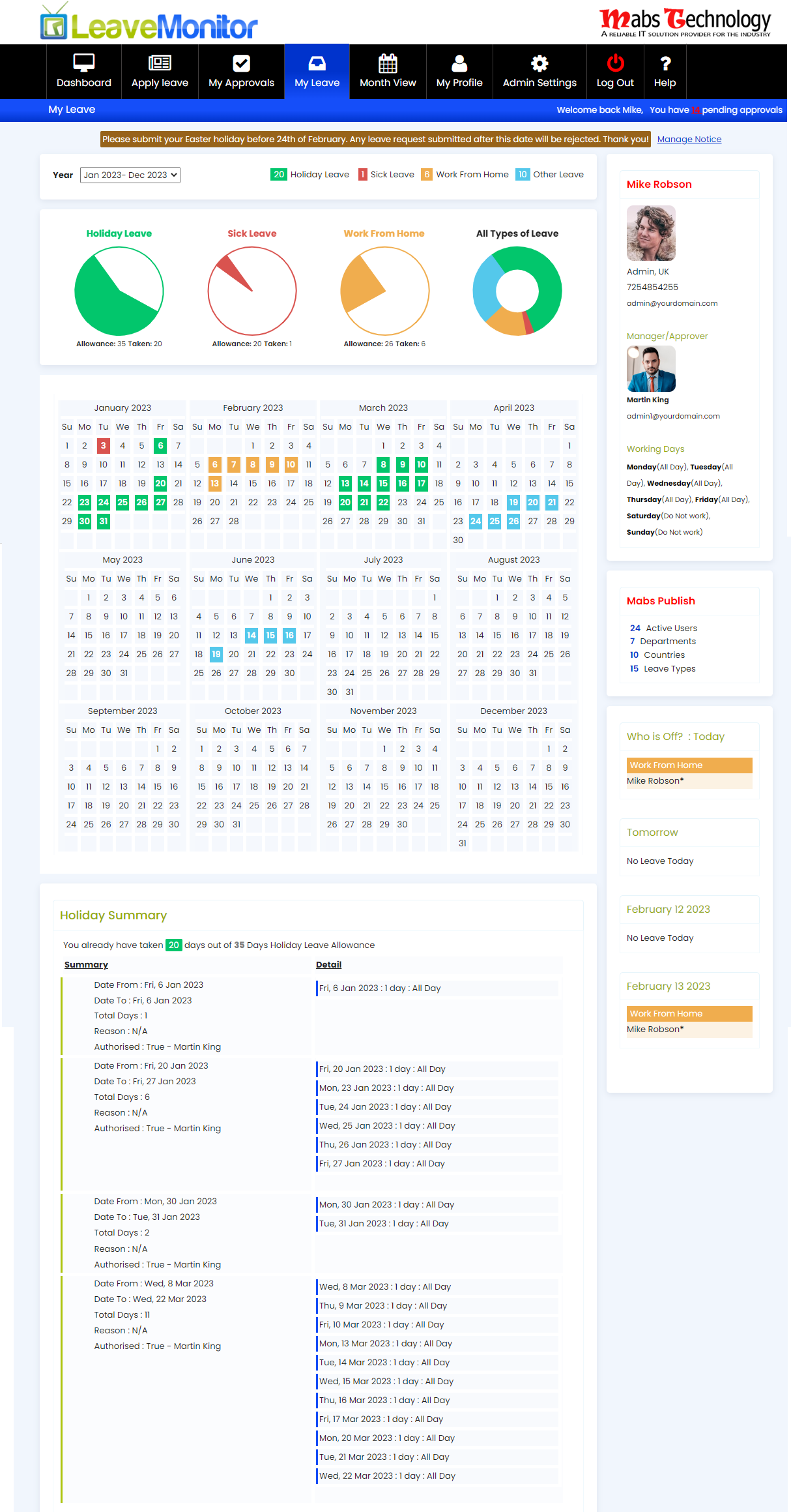 New improved My Leave page