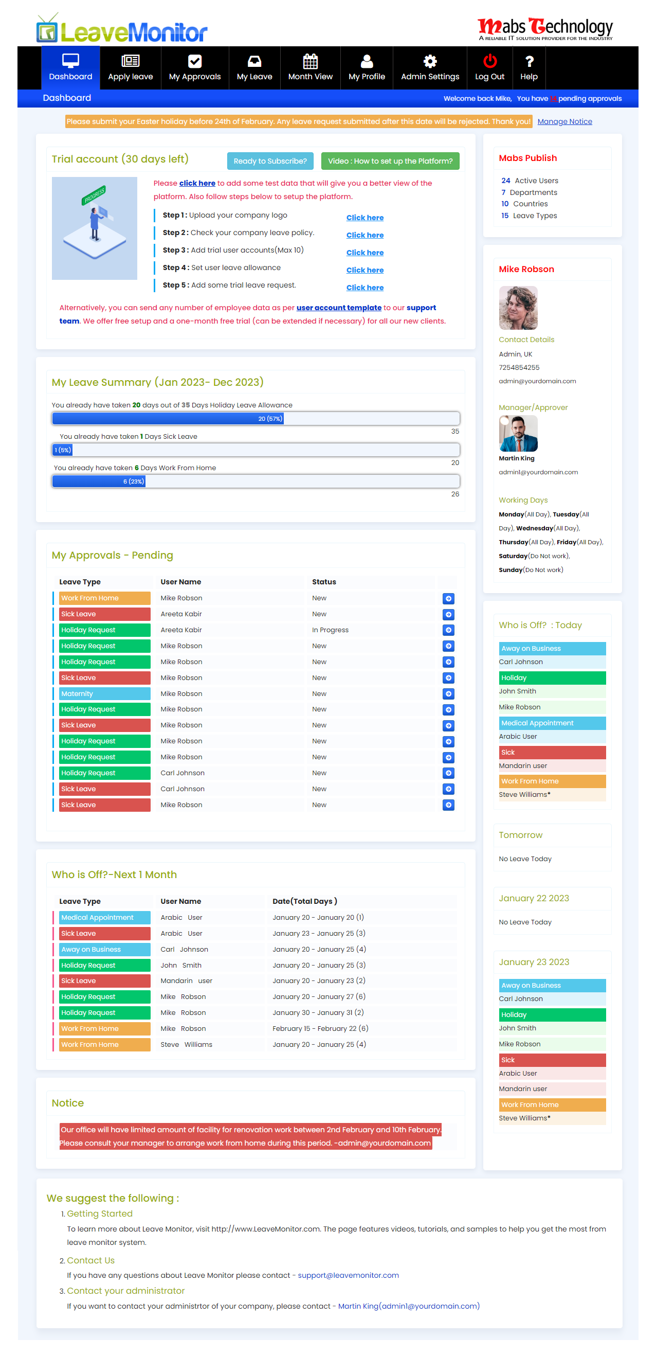 Leave Monitor Dashboard